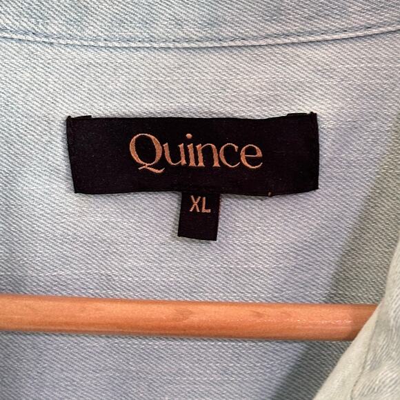 Quince Distressed Denim Shirt Dress.Size XL Light Chambray Blue - Picture 8 of 8